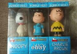 SNOOPY PEANUTS BOBBLE-HEAD LUCY, CHARLIE BROWN Doll(Set of 3) wz/Box Super Rare