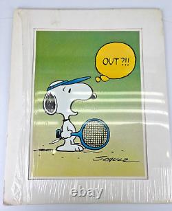 SNOOPY PEANUTS CHARLIE BROWN SCHULZ RARE PRINT TENNIS ACE Vintage DAMAGE 20x16