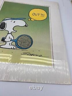 SNOOPY PEANUTS CHARLIE BROWN SCHULZ RARE PRINT TENNIS ACE Vintage DAMAGE 20x16