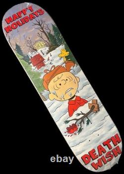 SUPER RARE Charlie Brown Happy Holidays Deathwish Skateboard Deck Snoopy NOS NEW