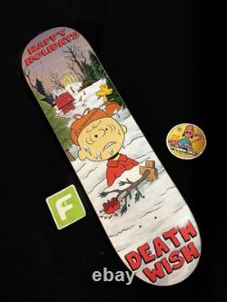SUPER RARE Charlie Brown Peanuts Happy Holidays Deathwish Skateboard Deck Snoopy