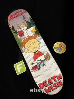 SUPER RARE Charlie Brown Peanuts Happy Holidays Deathwish Skateboard Deck Snoopy