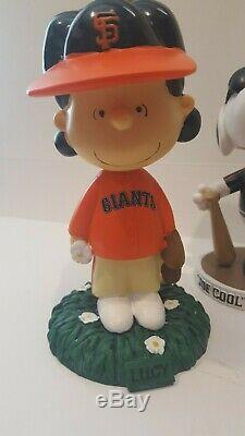San Francisco Giants Peanuts Charlie Brown, Lucy, Snoopy, Woodstock Bobbleheads Lot
