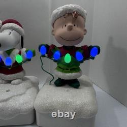 Set 5 Peanuts 2015 LightUp Christmas Snoopy Light Show & Music Wireless Tested