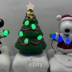 Set 5 Peanuts 2015 LightUp Christmas Snoopy Light Show & Music Wireless Tested