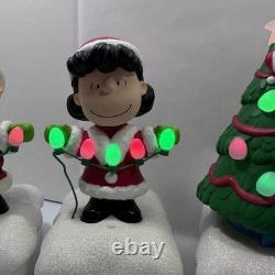 Set 5 Peanuts 2015 LightUp Christmas Snoopy Light Show & Music Wireless Tested