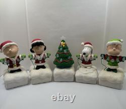 Set 5 Peanuts 2015 LightUp Christmas Snoopy Light Show & Music Wireless Tested