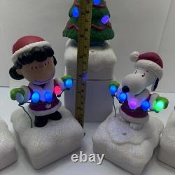 Set 5 Peanuts 2015 LightUp Christmas Snoopy Light Show & Music Wireless Tested