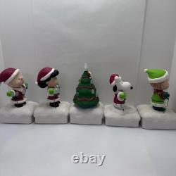 Set 5 Peanuts 2015 LightUp Christmas Snoopy Light Show & Music Wireless Tested