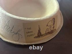 Signed Charles Schulz Snoopy Charlie Brown Snoopy Dog Bowl Rare Peanuts Vintage