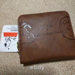 Snoopy Charlie Brown Bifold Wallet Brown PU Leather Peanuts Compact Cute