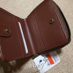 Snoopy Charlie Brown Bifold Wallet Brown PU Leather Peanuts Compact Cute