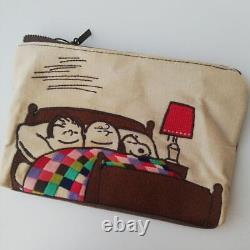 Snoopy Charlie Brown Linus Embroidery Pouch Flat FedEx DHL from JP