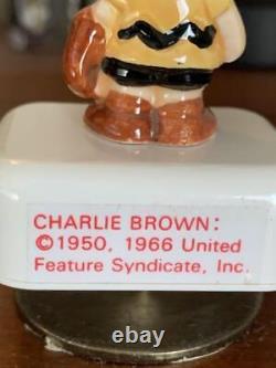 Snoopy Charlie Brown Music Box 1966 Made In Japan Ceramic