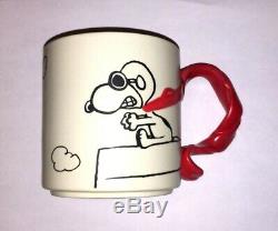 Snoopy Flying Ace Mug Red Scarf Peanuts Charlie Brown Baron Vintage Woodstock