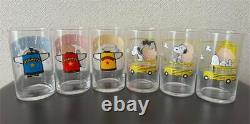 Snoopy Glass Cup Bus-shaped Can Peanuts Charlie Brown Woodstock Lucy Retro Lot 8