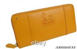 Snoopy Large Leather Long Wallet Yellow Charlie Brown Coin Wallet Ladies D