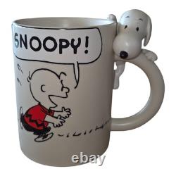 Snoopy Mug RARE 3D-Hallmark Peanuts Charlie Brown Snoopy Hanging On Handle Mug