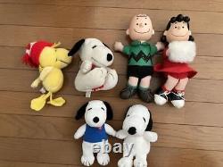 Snoopy Plush character Goods lot of 6 Set sale Charlie Brown Surrey woodstock
