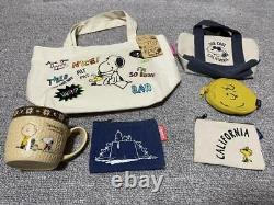 Snoopy Tote Bag Pouch Mug Charlie Brown Woodstock Lot of 6 Character Goods u0245