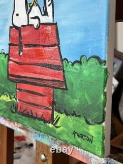 Snoopy Woodstock Original Painting 11x14 Canvas Peanuts Art Charlie Brown Decor