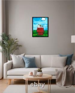 Snoopy Woodstock Original Painting 11x14 Canvas Peanuts Art Charlie Brown Decor