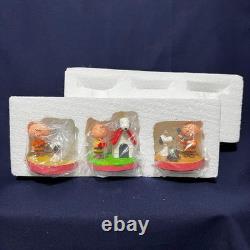 SoftBank Snoopy Figure Set 3pc Vintage Charlie Brown Rare Authentic