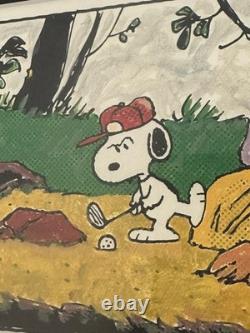 Three Charles Schultz Peanuts 90's Lithograph Golf God. NOS In Plastic Matted