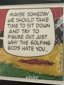 Three Charles Schultz Peanuts 90's Lithograph Golf God. NOS In Plastic Matted