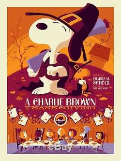 Tom Whalen Charlie Brown Thanksgiving Print Variant Signed AP Snoopy Schulz Art