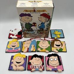 UFS Peanuts Snoopy Charlie Brown Lucy & Gang Flat Square Ornaments Set of 9 /DVD