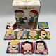 Ufs Peanuts Snoopy Charlie Brown Lucy & Gang Flat Square Ornaments Set Of 9 /dvd