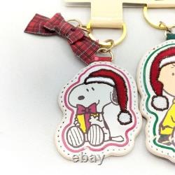 USJ Snoopy Charlie Brown Leather Keychain 2017 Christmas Unused