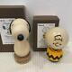 Usaburo Peanuts Snoopy & Charlie Brown Kokeshi Doll Set Handmade Craft
