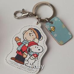 Usj Snoopy Charlie Brown Genuine Leather Keyring Key Chain Charm