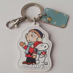 Usj Snoopy Charlie Brown Genuine Leather Keyring Keychain Charm