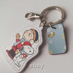 Usj Snoopy Charlie Brown Genuine Leather Keyring Keychain Charm