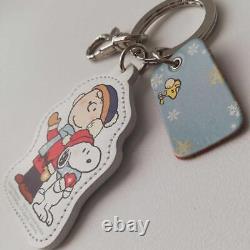 Usj Snoopy Charlie Brown Genuine Leather Keyring Keychain Charm