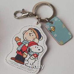 Usj Snoopy Charlie Brown Genuine Leather Keyring Keychain Charm