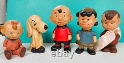 VINTAGE 1960s PEANUTS Ceramic FIGURE SET Linus LUCY Sally SNOOPY Charlie Brown