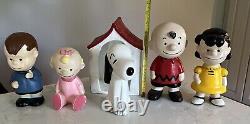 VTG 1980s Peanuts Charlie Brown Lucy Snoopy Hand Painted Figurines 7.5 9