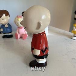 VTG 1980s Peanuts Charlie Brown Lucy Snoopy Hand Painted Figurines 7.5 9