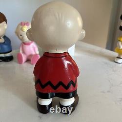 VTG 1980s Peanuts Charlie Brown Lucy Snoopy Hand Painted Figurines 7.5 9