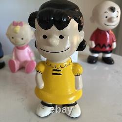 VTG 1980s Peanuts Charlie Brown Lucy Snoopy Hand Painted Figurines 7.5 9