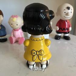 VTG 1980s Peanuts Charlie Brown Lucy Snoopy Hand Painted Figurines 7.5 9