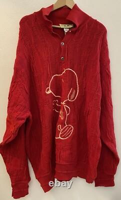 VTG Charlie Brown Snoopy Red Sweater Heavy Knit Relaxed Fit Sz 2XL USA Made