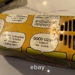 VTG Charlie Brown Tin Litho Bus Happiness is an Annual Outing Very Rare