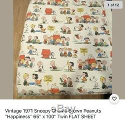 VTG Lot Of 4 MINT 70s Peanuts 66 x 96 Flat Sheet Snoopy Goes West Charlie Brown