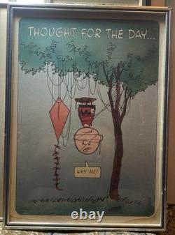 VTG Peanuts'Thought For The Day.' Why Me 15X20 Poster Snoopy Charlie Brown