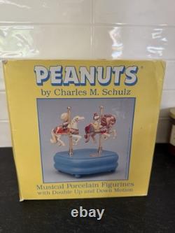 VTG Willitts Peanuts Porcelain Musical Figurine Carnival, Snoopy & Charlie Brown